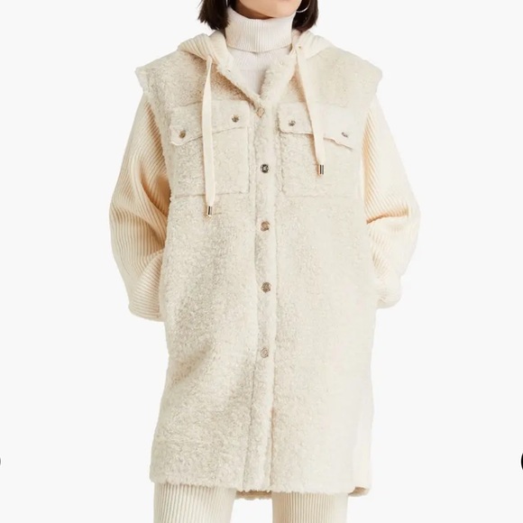 Maje Jackets & Blazers - Maje Knit Panelled Teddy Vest Sweater Jacket